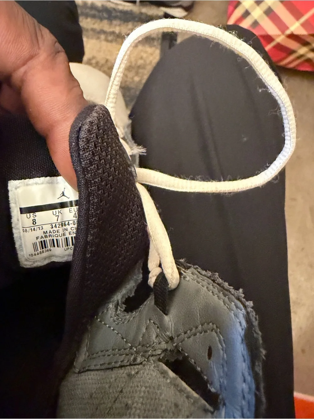 Jordan Kids Gray and Black High-Top Sneakers with White Laces